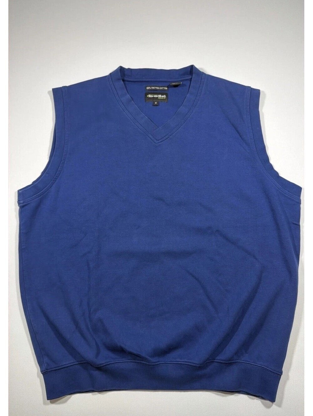 Bolle Golf Mens Blue 100% Fine Pima Cotton V-Neck Sweater Vest Size M